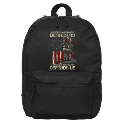 The First Amendment Defines Us American Flag 16 in Basic Backpack