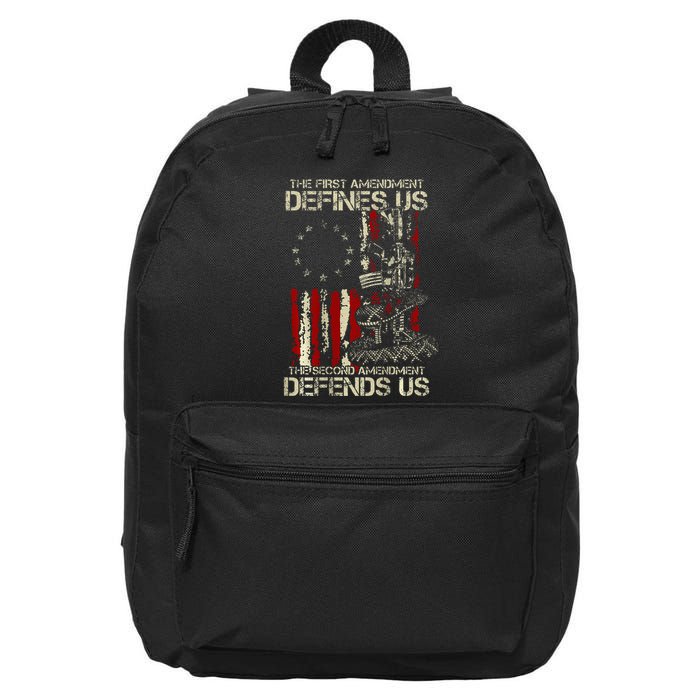 The First Amendment Defines Us American Flag 16 in Basic Backpack