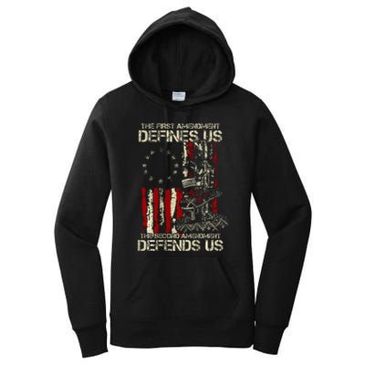 The First Amendment Defines Us American Flag Women's Pullover Hoodie