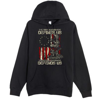 The First Amendment Defines Us American Flag Premium Pullover Hoodie