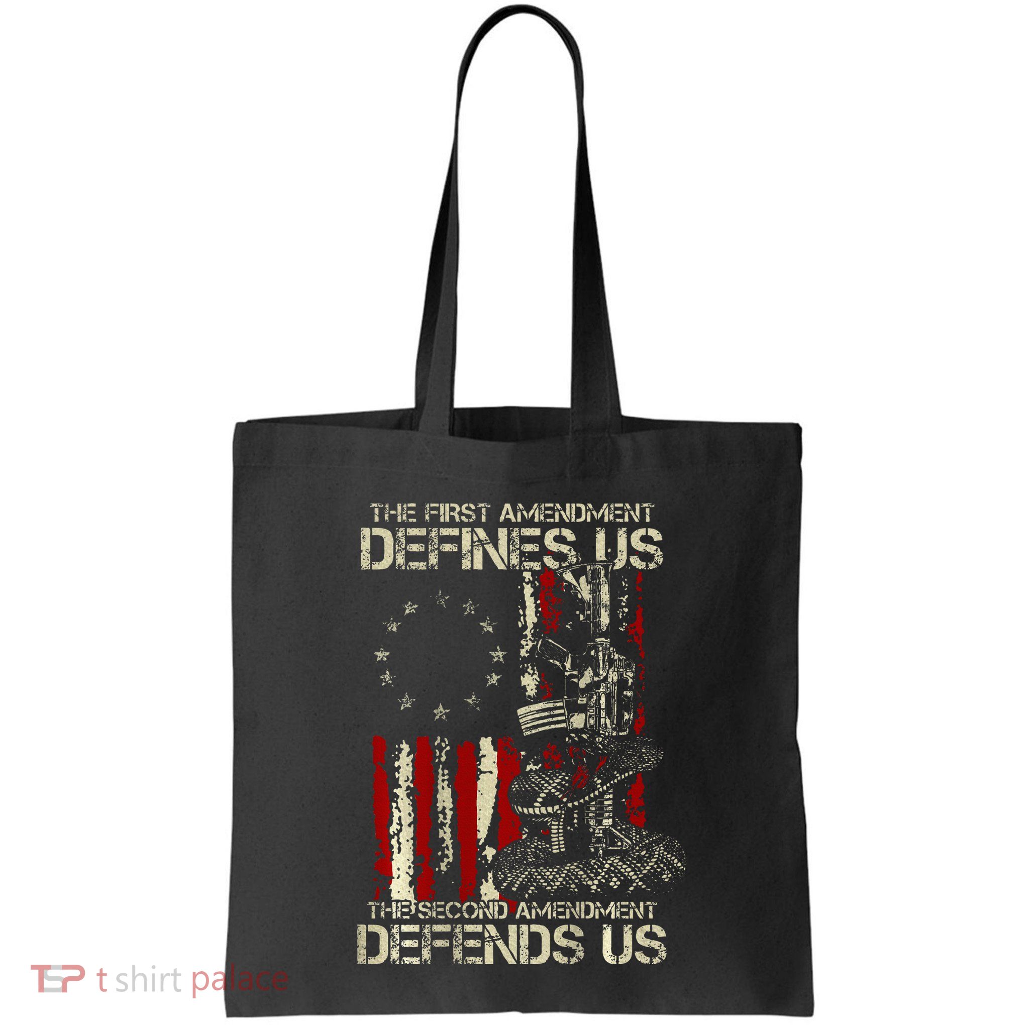 The First Amendment Defines Us American Flag Bag