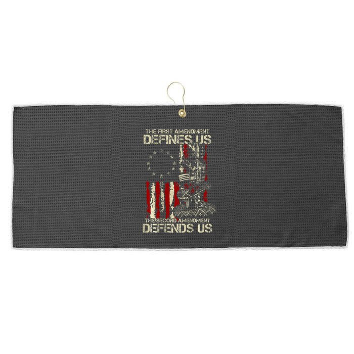 The First Amendment Defines Us American Flag Large Microfiber Waffle Golf Towel