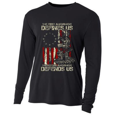 The First Amendment Defines Us American Flag Cooling Performance Long Sleeve Crew