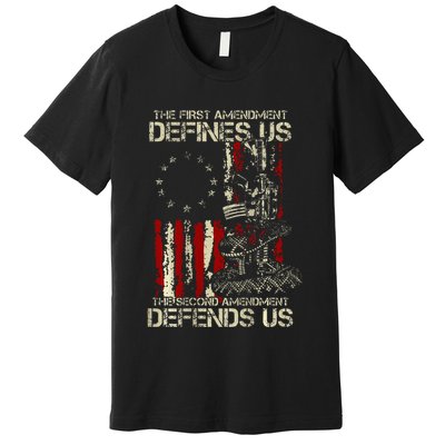 The First Amendment Defines Us American Flag Premium T-Shirt