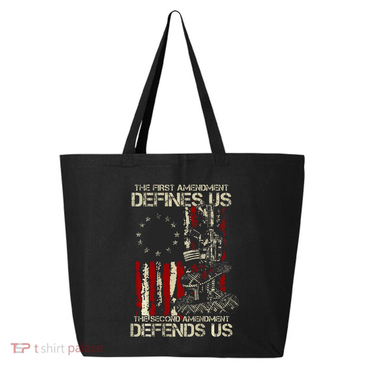 The First Amendment Defines Us American Flag 25L Jumbo Tote