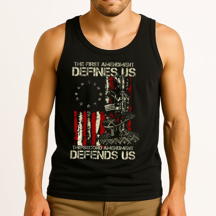 The First Amendment Defines Us American Flag Tank Top