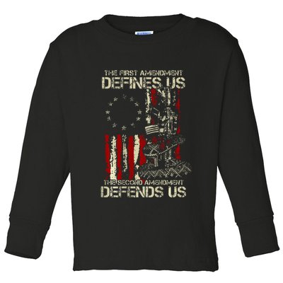 The First Amendment Defines Us American Flag Toddler Long Sleeve Shirt