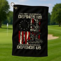 The First Amendment Defines Us American Flag Golf Towel