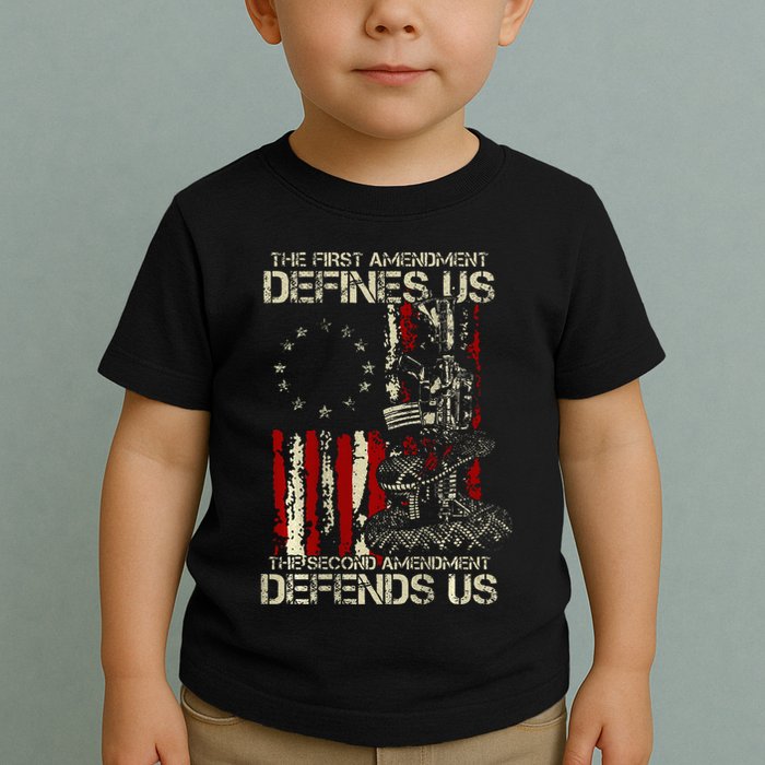 The First Amendment Defines Us American Flag Toddler T-Shirt