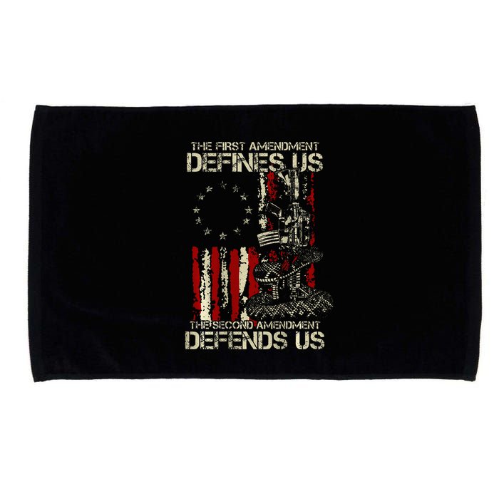 The First Amendment Defines Us American Flag Microfiber Hand Towel