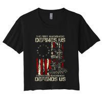 The First Amendment Defines Us American Flag Women's Crop Top Tee