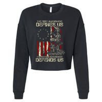 The First Amendment Defines Us American Flag Cropped Pullover Crew