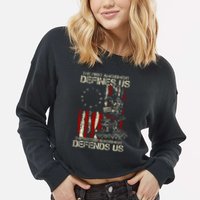 The First Amendment Defines Us American Flag Cropped Pullover Crew