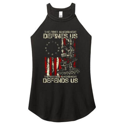 The First Amendment Defines Us American Flag Women's Perfect Tri Rocker Tank