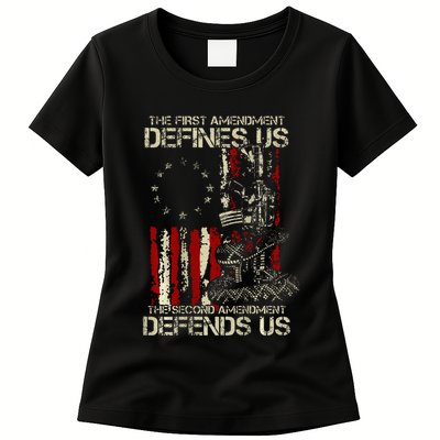 The First Amendment Defines Us American Flag Womens T-Shirt