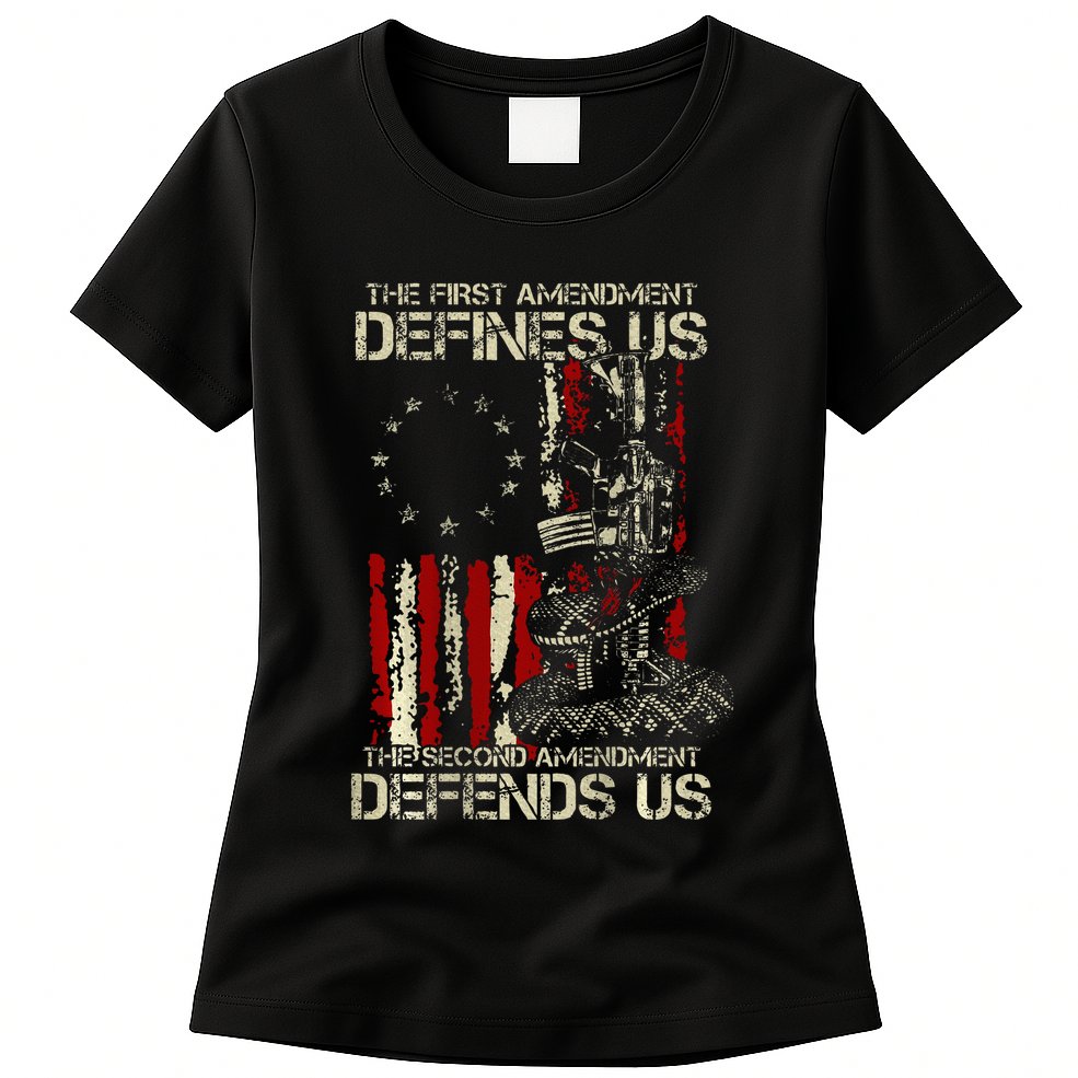The First Amendment Defines Us American Flag Womens T-Shirt