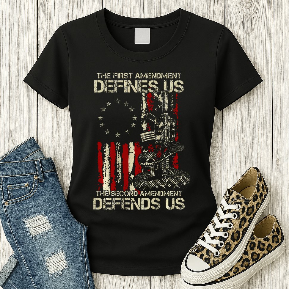 The First Amendment Defines Us American Flag Womens T-Shirt