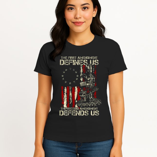 The First Amendment Defines Us American Flag Womens T-Shirt