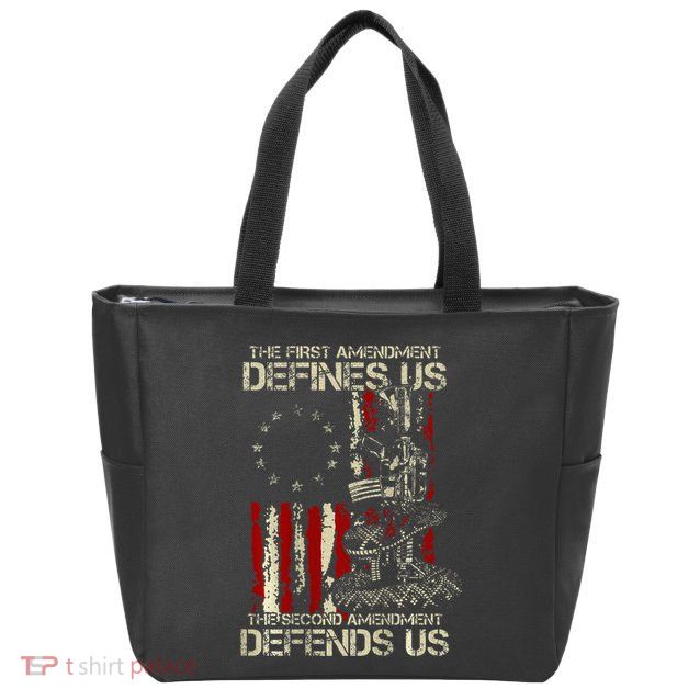 The First Amendment Defines Us American Flag Zip Tote Bag