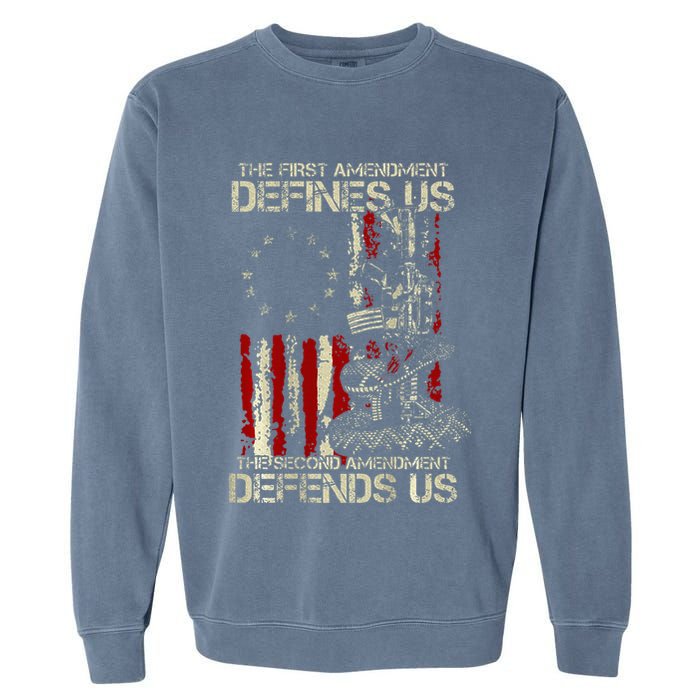 The First Amendment Defines Us American Flag Garment-Dyed Sweatshirt