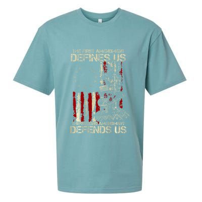 The First Amendment Defines Us American Flag Sueded Cloud Jersey T-Shirt