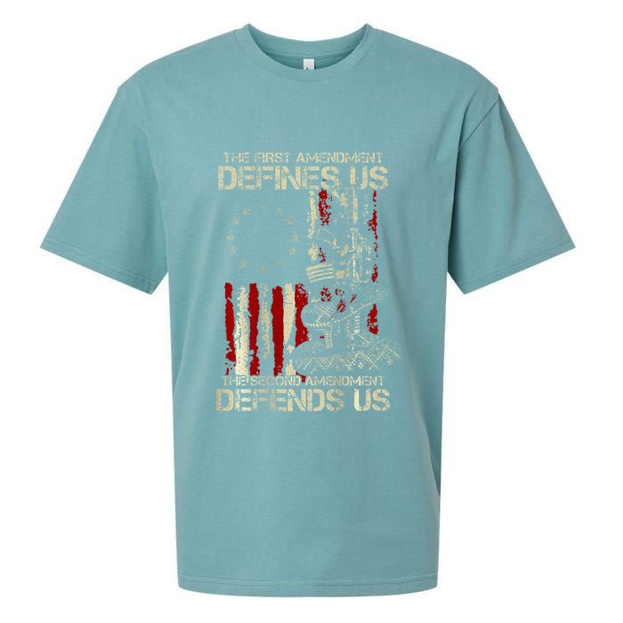 The First Amendment Defines Us American Flag Sueded Cloud Jersey T-Shirt