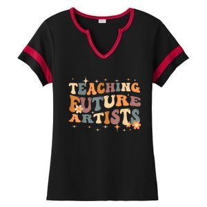 Teaching Future Artists Retro Teacher Students Ladies Halftime Notch Neck Tee