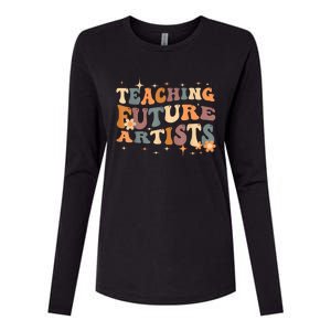 Teaching Future Artists Retro Teacher Students Womens Cotton Relaxed Long Sleeve T-Shirt