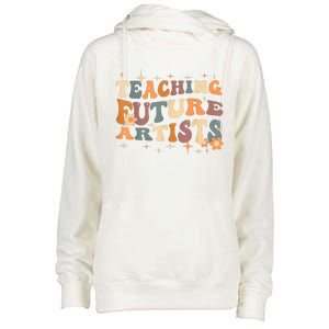 Teaching Future Artists Retro Teacher Students Womens Funnel Neck Pullover Hood