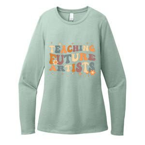 Teaching Future Artists Retro Teacher Students Womens CVC Long Sleeve Shirt