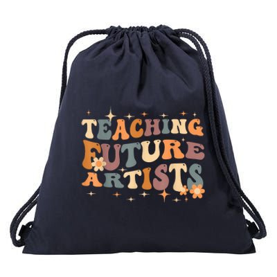 Teaching Future Artists Retro Teacher Students Drawstring Bag