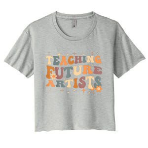 Teaching Future Artists Retro Teacher Students Women's Crop Top Tee