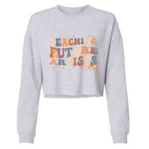 Teaching Future Artists Retro Teacher Students Cropped Pullover Crew