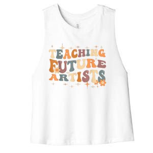 Teaching Future Artists Retro Teacher Students Women's Racerback Cropped Tank