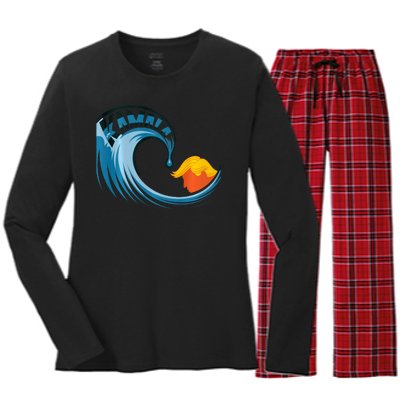 Tidal Force Anti Trump KamalaS Impact Women's Long Sleeve Flannel Pajama Set 