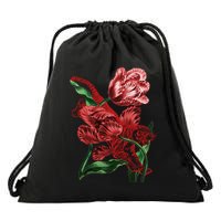 Tiger Flower Art Drawstring Bag