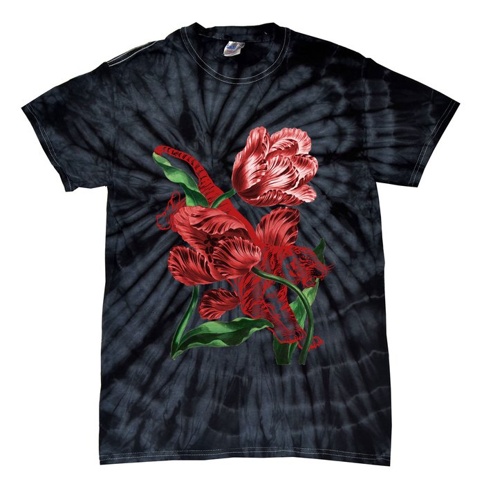 Tiger Flower Art Tie-Dye T-Shirt