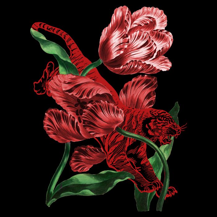 Tiger Flower Art Tie-Dye T-Shirt