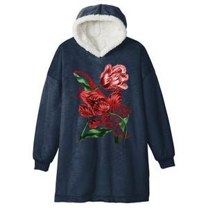 Tiger Flower Art Hooded Wearable Blanket