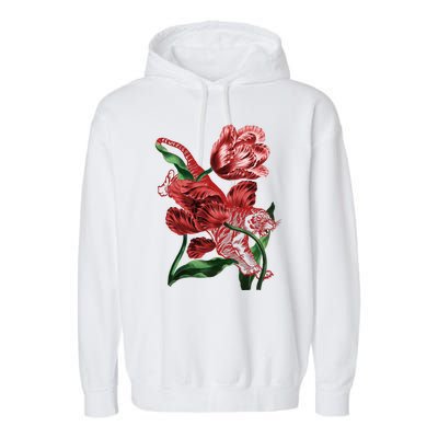 Tiger Flower Art Garment-Dyed Fleece Hoodie