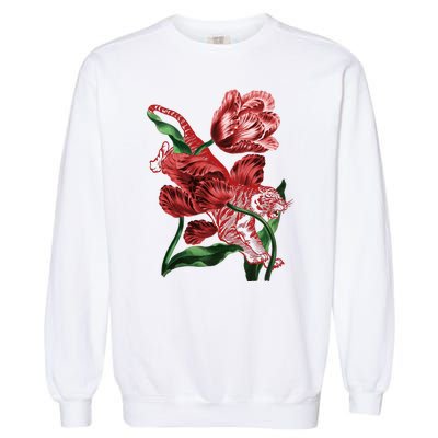 Tiger Flower Art Garment-Dyed Sweatshirt