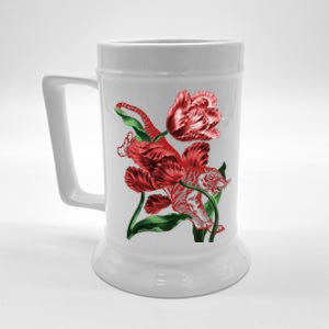 Tiger Flower Art Beer Stein