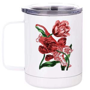 Tiger Flower Art 12 oz Stainless Steel Tumbler Cup