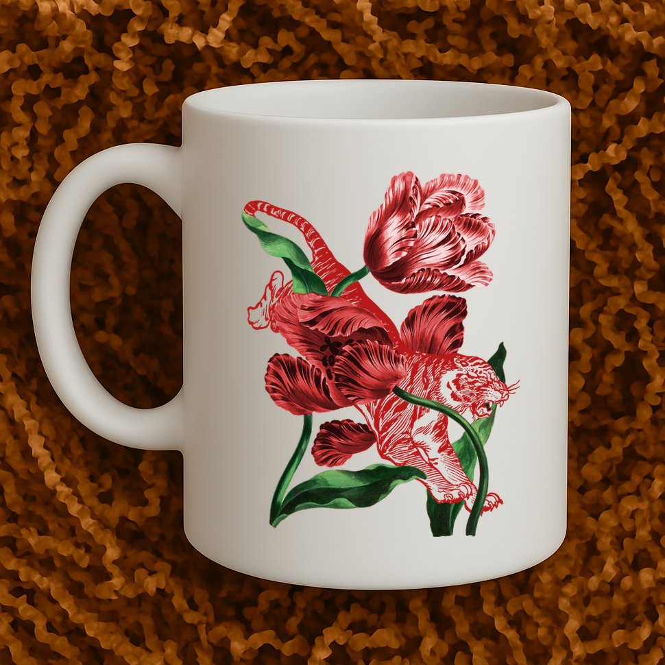 Tiger Flower Art Mug