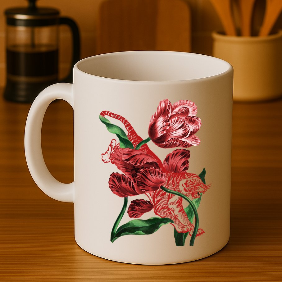 Tiger Flower Art Mug