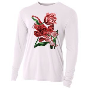 Tiger Flower Art Cooling Performance Long Sleeve Crew