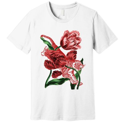 Tiger Flower Art Premium T-Shirt