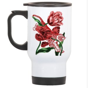 Tiger Flower Art Stainless Steel Travel Mug