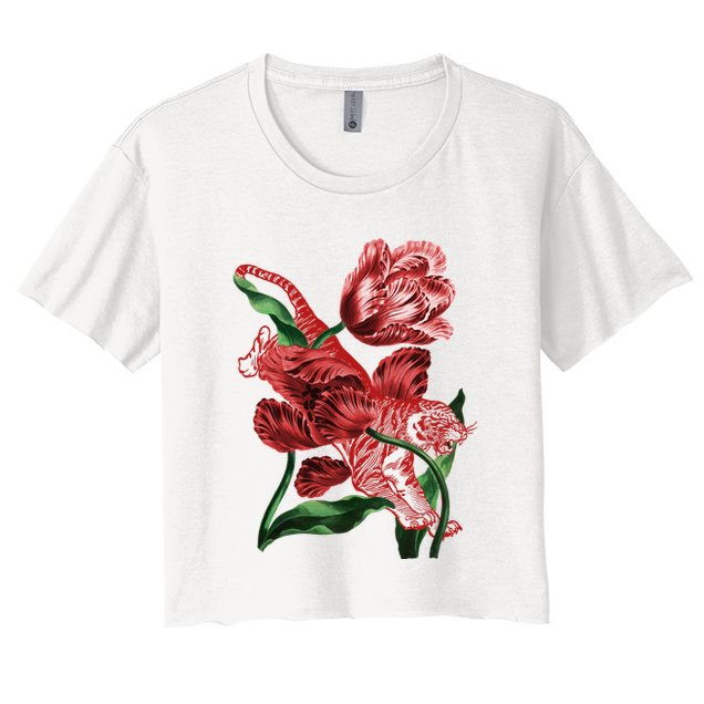 Tiger Flower Art Crop Top