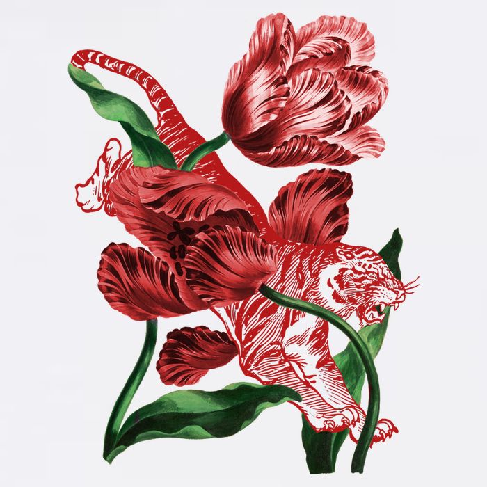 Tiger Flower Art Full Zip Hoodie